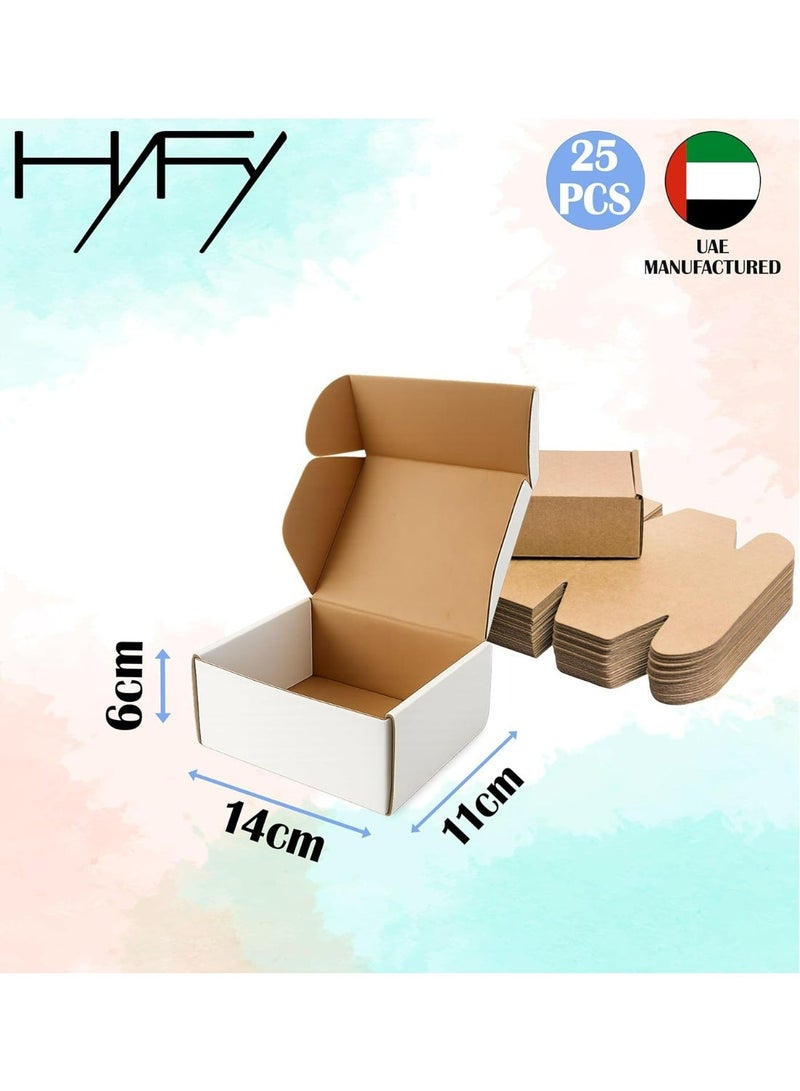 هاي فاي [25 قطعة] صندوق شحن صغير – صندوق كرتون أبيض مقاس 14×11×6 سم، صناديق كرتونية صغيرة مموجة للتغليف والشحن، كرتون صغير للتوصيل والتغليف والتخزين والتجارة الإلكترونية. - Image 2